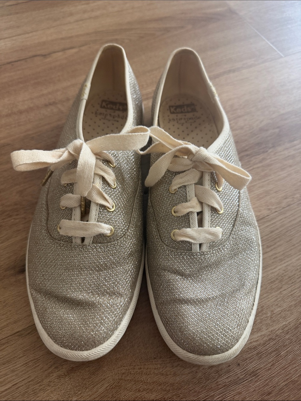 Keds x Kate Spade Women's Shimmery Gold Canvas Lace-Up Sneakers